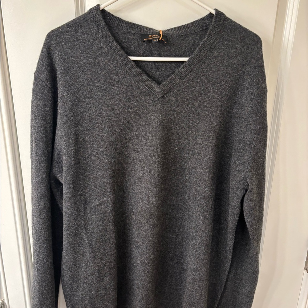Quince Charcoal V-Neck Sweater